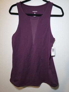 torrid Deep Plum Mesh Inset V-Neck Tank